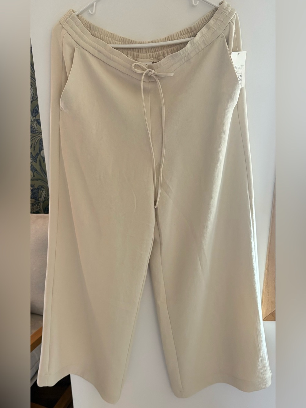 Drawstring waist cream colored full length trouser from Target. NWT.